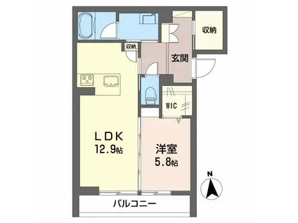 ベレオ広川(1LDK/2階)の間取り写真