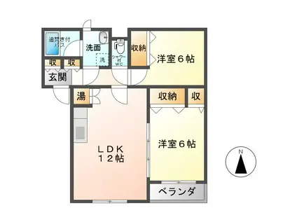 サンモール北大手(2LDK/1階)の間取り写真