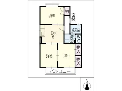 コーポ・チェリーロード(3DK/2階)の間取り写真