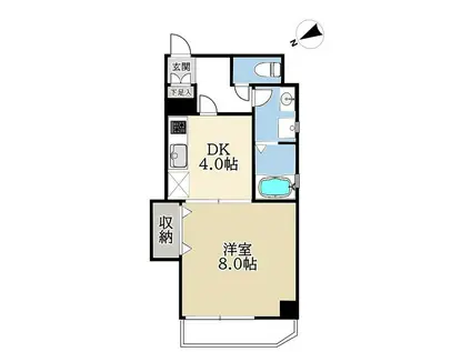 竹山ビル五番館(1DK/4階)の間取り写真