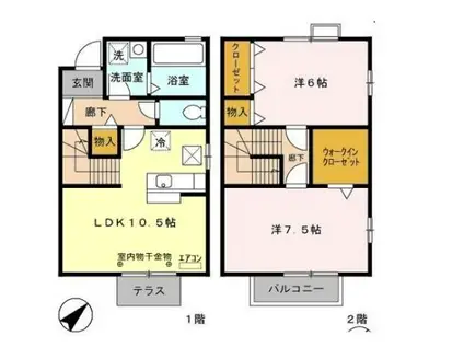 レセンテ八潮 B(2LDK/2階)の間取り写真