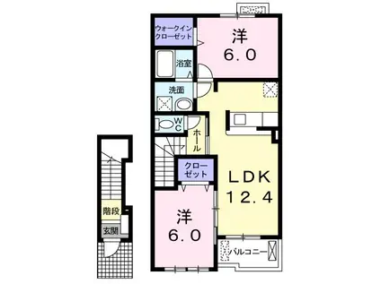 ヴィーコ レーネ A(2LDK/2階)の間取り写真