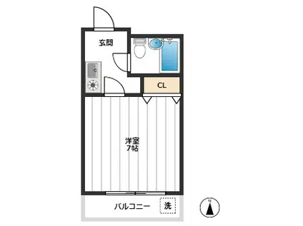 ルナテラス(1K/1階)の間取り写真