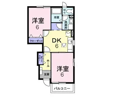 プロムナードA(2DK/1階)の間取り写真