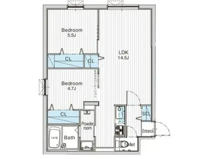 JANUS RESIDENCES南平岸ステージ(2LDK/2階)の間取り写真