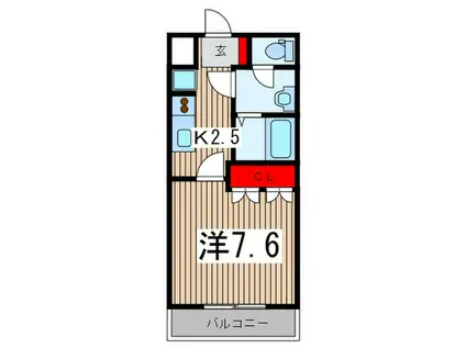 スクエアSASAI(1K/1階)の間取り写真