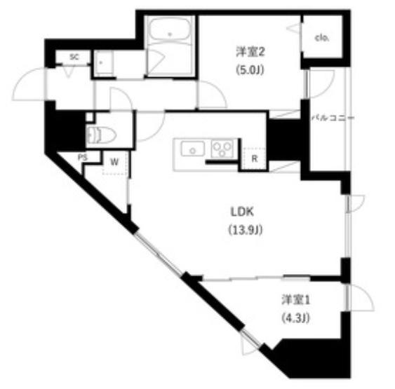 WHARF駒込(2LDK/8階)の間取り写真
