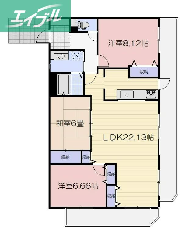 リベール厚生町(3LDK/3階)の間取り写真