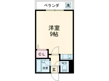 アップルハウス(ワンルーム/2階)の間取り写真