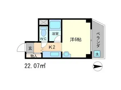 京都グランドハイツ(1K/5階)の間取り写真