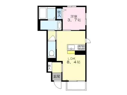 マーレ清風(1LDK/1階)の間取り写真
