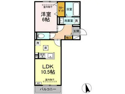 ヒルズスクエア(1LDK/1階)の間取り写真