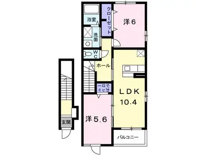 グランツイリーデA(2LDK/2階)の間取り写真