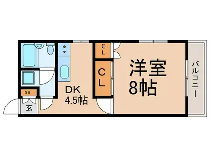 グリーン醍醐(1DK/2階)の間取り写真