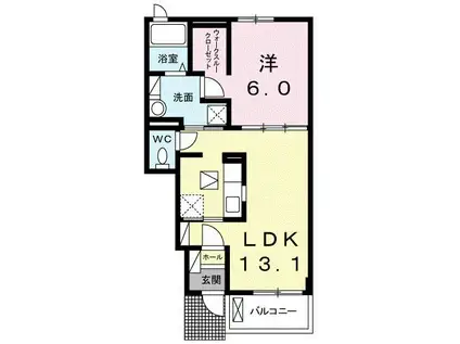 ザ カルムスペース ササヤマ2(1LDK/1階)の間取り写真