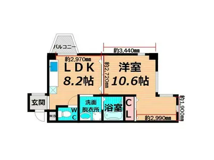 コートハウス(1LDK/4階)の間取り写真