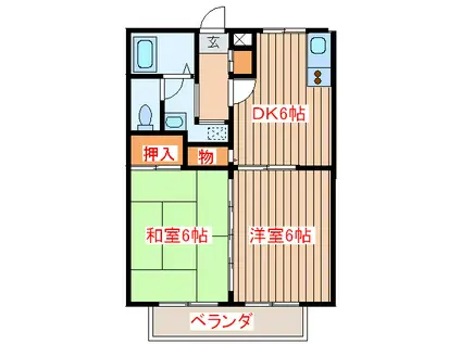 サンガーデン菊田(2DK/1階)の間取り写真