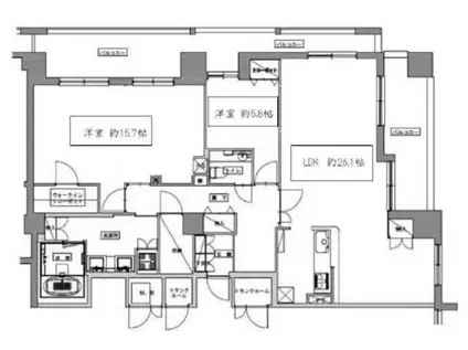 天神プレイス ウエスト棟(2SLDK/17階)の間取り写真