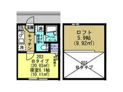 HOUZEN 12(1K/2階)の間取り写真