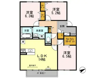 メゾンアリッサムB棟(3LDK/2階)の間取り写真