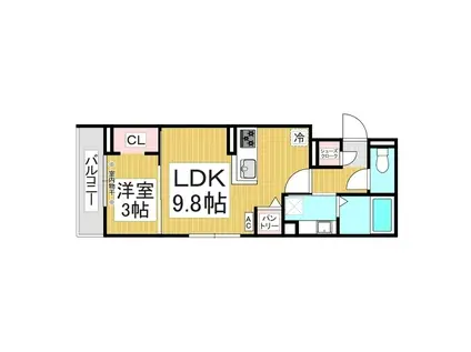 セルメイユール(1LDK/3階)の間取り写真