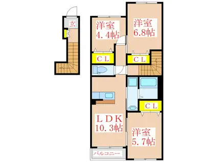 カピリナガーデン(3LDK/2階)の間取り写真