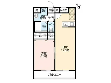 リーブルファイン鶴ヶ島(1LDK/2階)の間取り写真