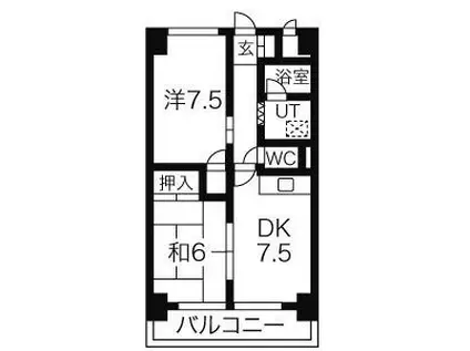 コスモハイム七番町(2DK/12階)の間取り写真