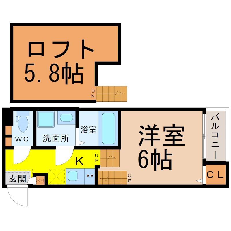 ユースター川名(1K/1階)の間取り写真
