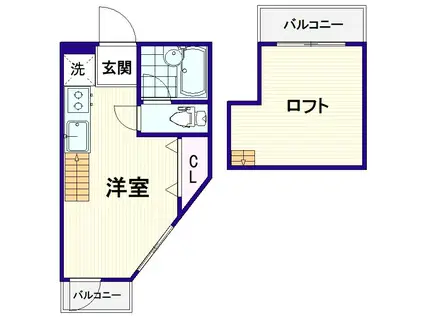 ゼクスト中野(ワンルーム/2階)の間取り写真