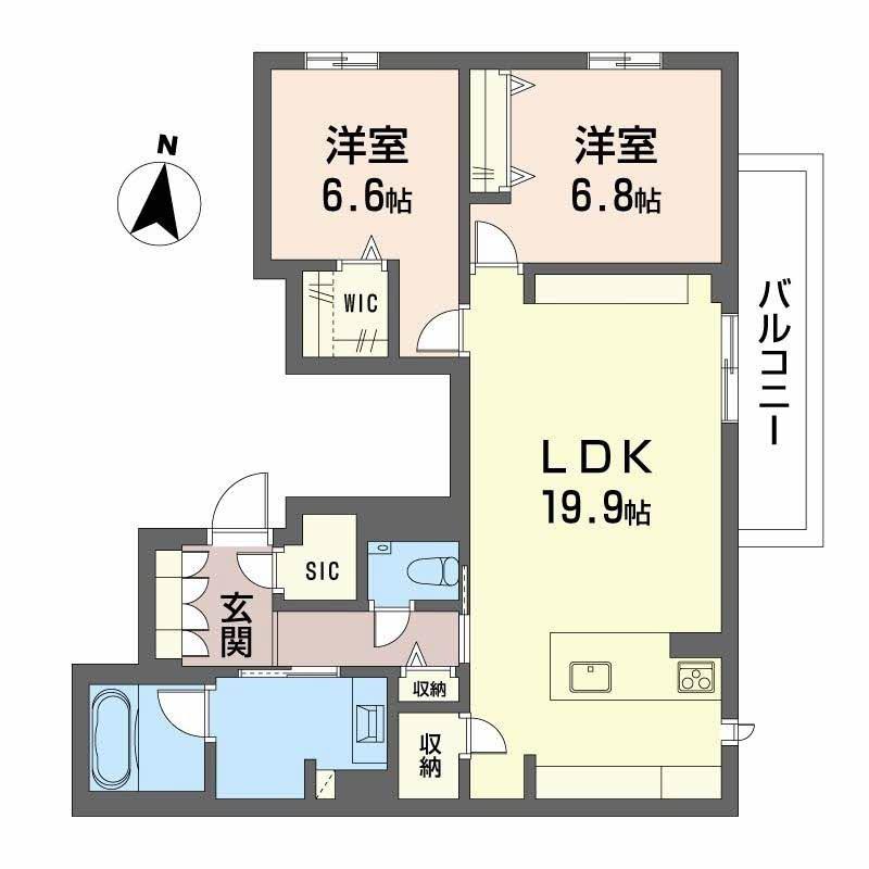 RIO BREZZA 芦屋(2LDK/3階)の間取り写真