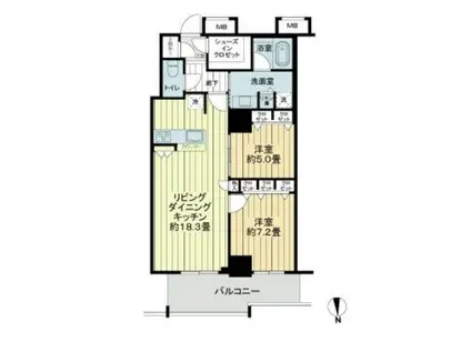 リュークスタワー・ザ・ウエスト(2LDK/22階)の間取り写真