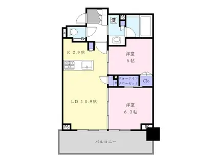 シティタワー所沢クラッシィ(2LDK/14階)の間取り写真