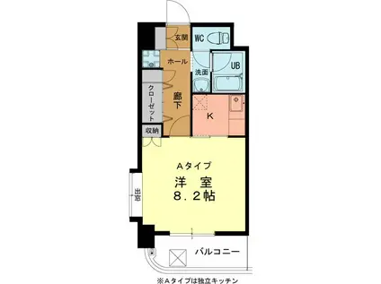 ベルドミール(1K/4階)の間取り写真