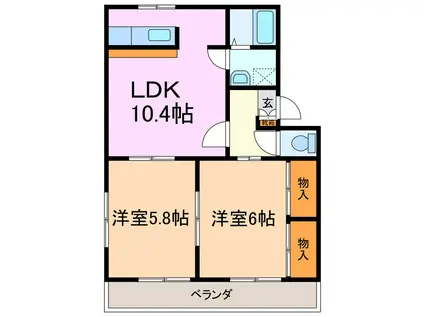 ハイツ株山II(2LDK/2階)の間取り写真