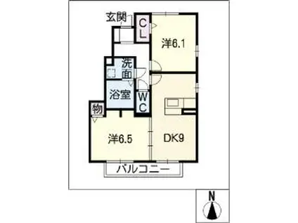 メゾン・ド・ボヌールB棟(2DK/1階)の間取り写真