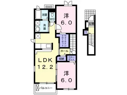 プリズム(2LDK/2階)の間取り写真