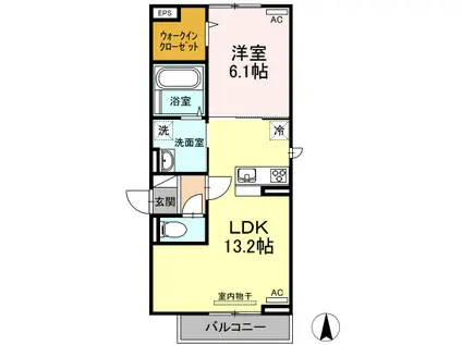 フルール(1LDK/2階)の間取り写真