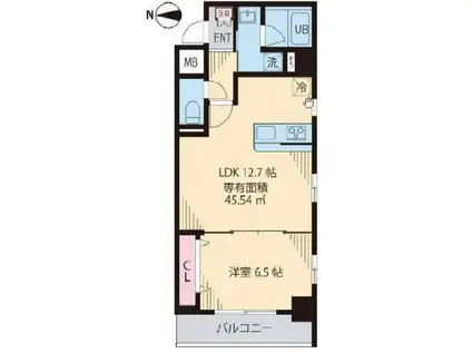 メゾン ウェル(1LDK/4階)の間取り写真