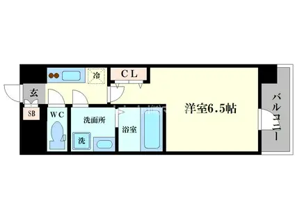 エスリードレジデンス大阪難波(1K/9階)の間取り写真