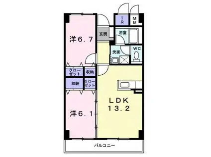 カルム日吉(2LDK/2階)の間取り写真