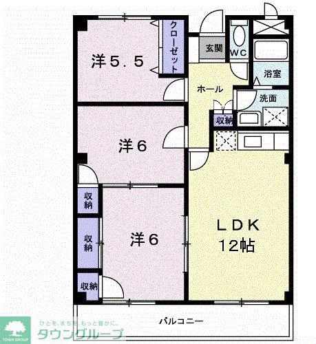 フラワープレイス(3LDK/1階)の間取り写真