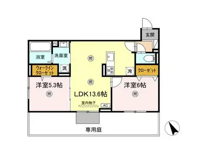 D-ROOM平田台4丁目(2LDK/1階)の間取り写真