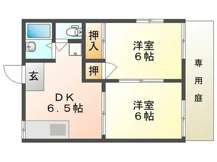 カーサフローレス(2DK/1階)の間取り写真