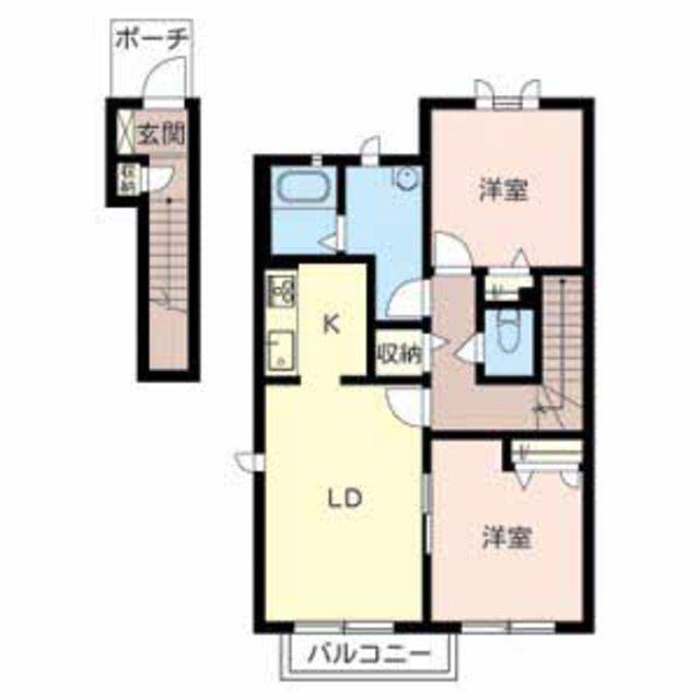 ルミエール諏訪森(2LDK/2階)の間取り写真