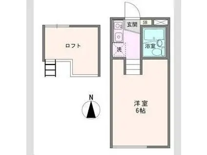 ジュネパレス門井II B棟(ワンルーム/2階)の間取り写真