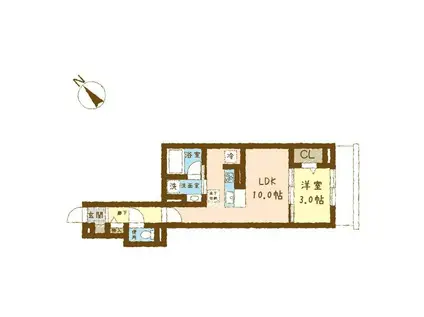 ＪＲ東海道本線 安城駅 徒歩6分 3階建 築1年(1LDK/1階)の間取り写真