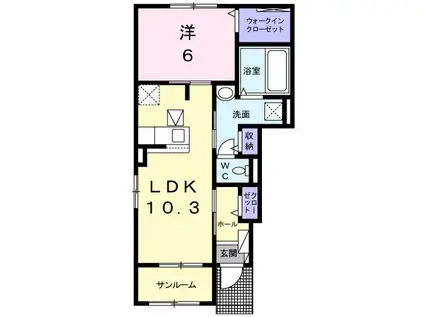 トレノ カーサ I(1LDK/1階)の間取り写真