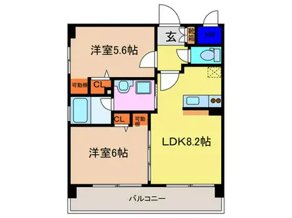 エステムプラザ京都河原町通(2LDK/3階)の間取り写真