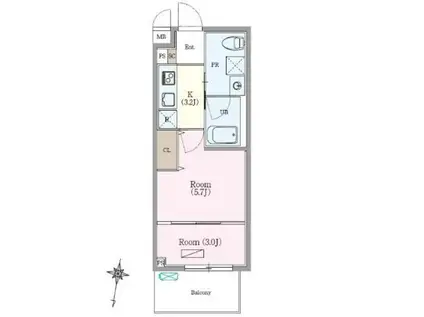 ロイジェント練馬高野台(2K/2階)の間取り写真